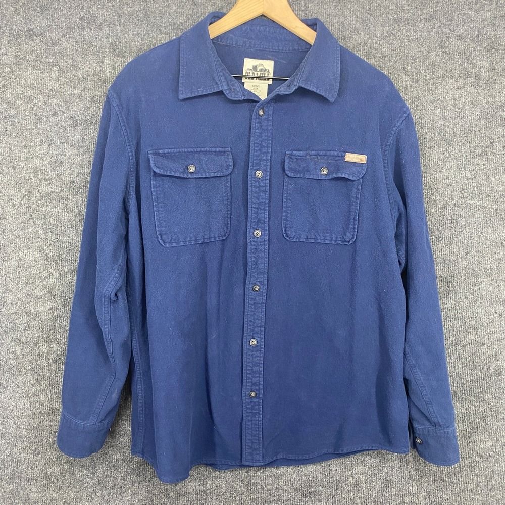 Old Mill Mens XL Navy Blue Flannel Button Down Work Shirt Long Sleeve Cotton
